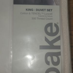 NWT Oake Ivory Off White King Duvet Cotton Tencel 300 Thread Set